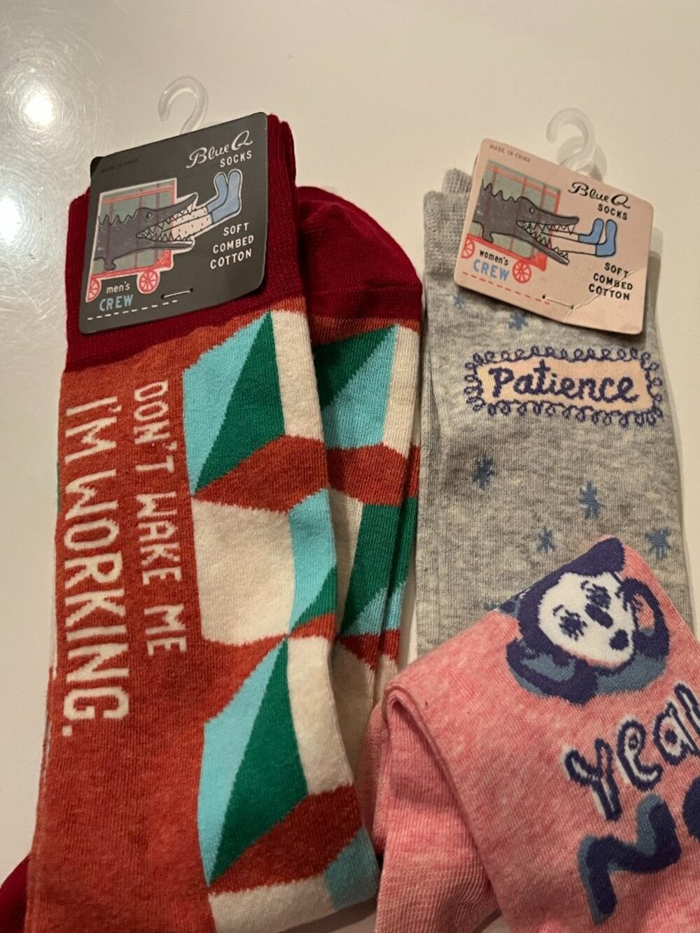 Funny Women Crew Socks (Patience No, Dont‎ Wake Me I'm Working) NEW / Set of 2)